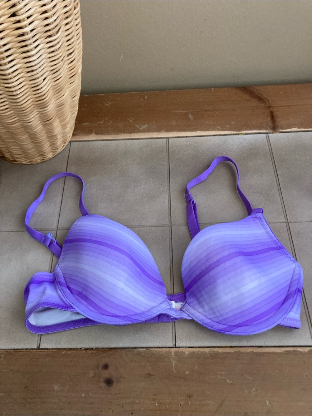 Purple Ombre Striped Push-Up‎ Bra 32B